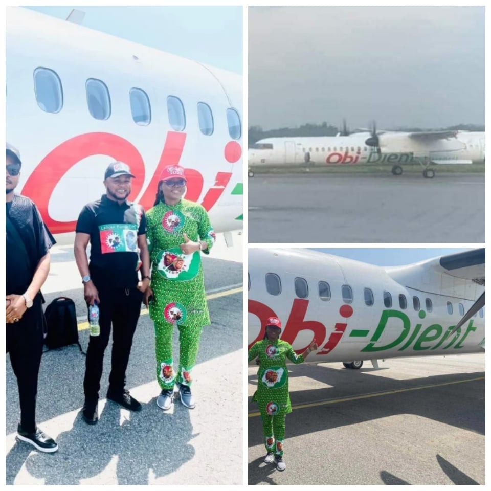 Peter Obi Supporters Dedicates Branded OBIDIENT Jet To Labour Party Presidential Candidate(See Photos)