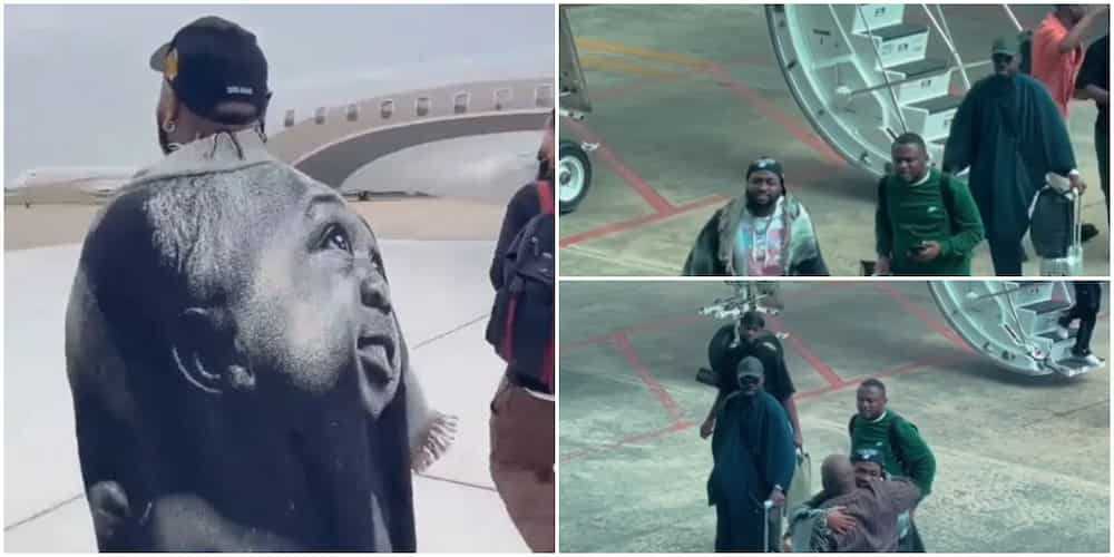 Music Star Davido Spotted In Qatar Wearing Customized Blanket With Face Of His Late Son Ifeanyi