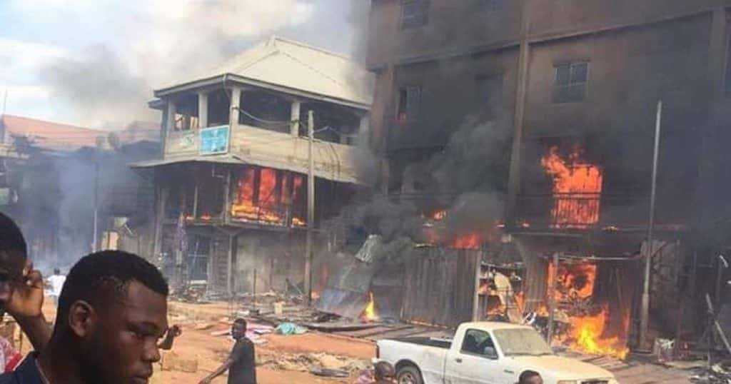 Mysterious Fire Out Breaks Consumes White House Section Of Onitsha Main Market
