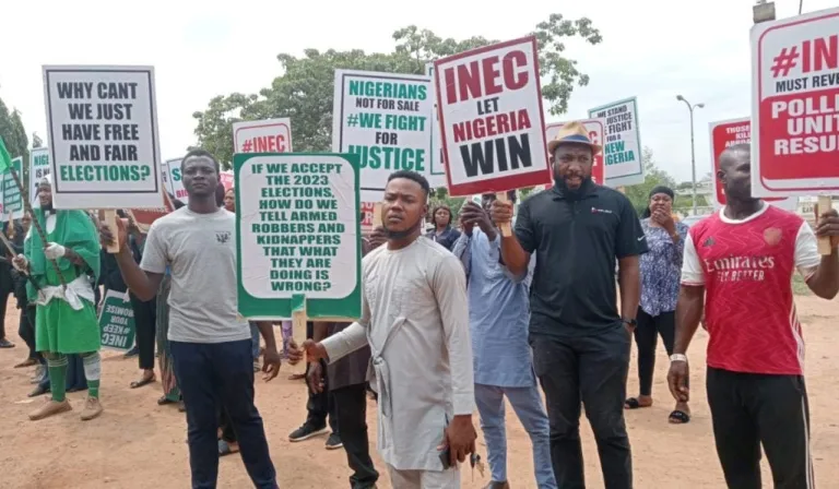 Obidents Take Their Seriousness To Abuja, Protesting At INEC Office