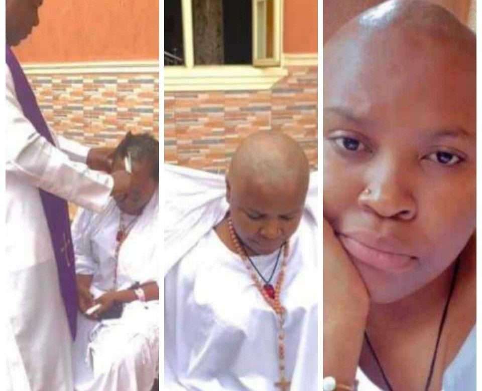 Widowhood: Trending Video Of Catholic Priest Shaving Nollywood Actress Hair Following Husband’s Death