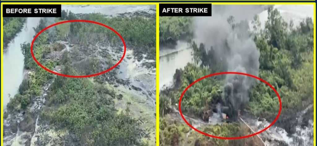NAF Operation Delta Safe Conducts Air Strikes Of Bunkering Activities In Degema LGA, Destroys 6 Illegal Oil Refining Sites