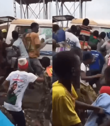 Nigerians Carts Away Bags Of Rice From Broken Down Vehicle