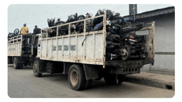 Lagos Task Force Impounds 344 Okada From Different Parts Of The State
