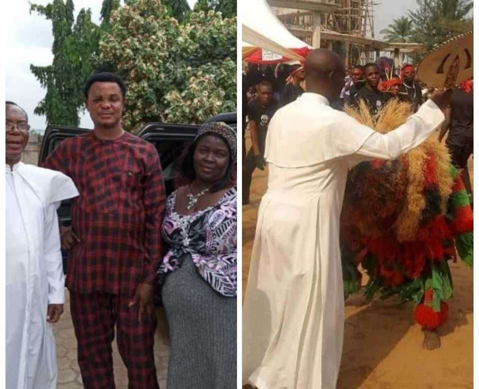 Masquerades Shows Up In Sunday Service As Anambra Native Doctor Goes For Thanksgiving After Receiving Healing